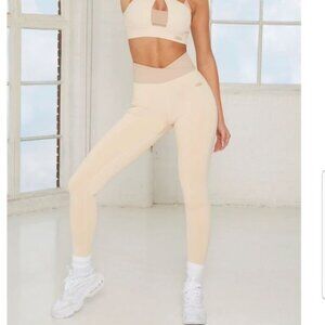BO+TEE REVIVE Wrap V‎ Waist Leggings Color Beige Size XS